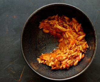 linzen - flageolets ragu met Griekse pasta