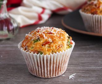 Savory Muffins with Parmesan, Bacon and Spring Onions