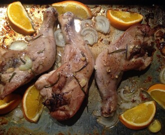Kippenpoten met rozemarijn en sinaasappel uit de oven