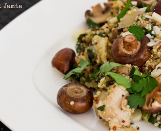 Quinoa met kip en champignons