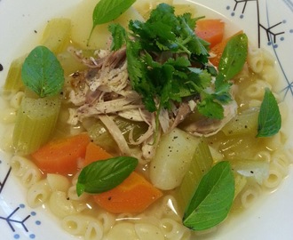 Chicken Macaroni Soup with Lemongrass and Ginger