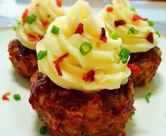 Stuffed Meatloaf Cupcakes with Mashed Potatoes Frosting