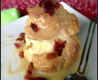 Profiteroles with Whiskey Maple Cream Sauce and Candied Bacon #Improv