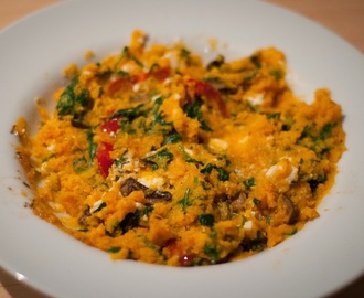 Makkelijke maaltijd: Zoete aardappelstamppot met rucola & feta