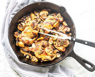 Garlic chicken thighs with mushrooms