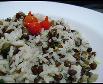 salada de lentilha e arroz