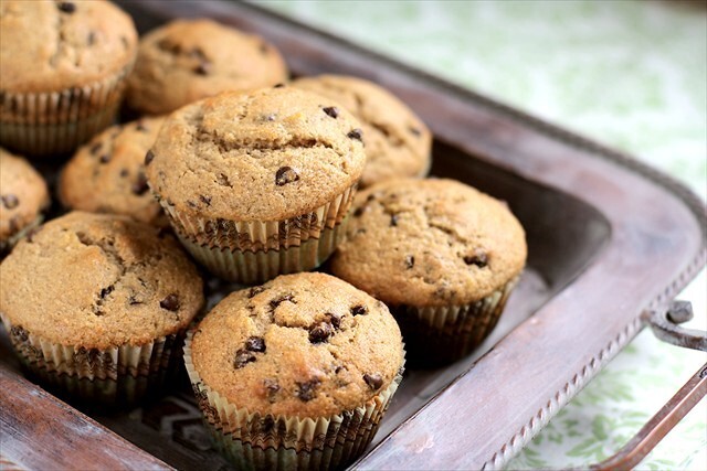 BANANA CHOCOLATE CHIP MUFFINS {Made with Coconut Oil!}
