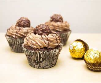 Ferrero Rocher Brownie Cupcakes with Nutella Frosting