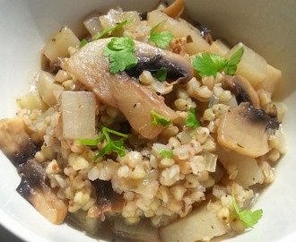 Boekweit"risotto" met champignons en koolrabi