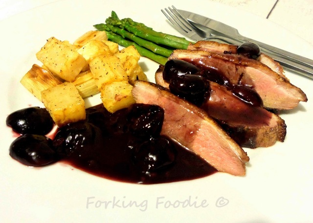 Pan Roast Duck Breast with a Cherry and Port Sauce