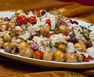 Salada de Bacalhau com Batata Calabresa, Alho e Tomilho