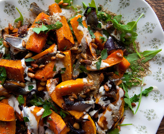 Roasted Butternut Squash & Red Onion with Tahini Sauce