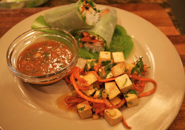 Tofu Salad and Asian Spring Rolls