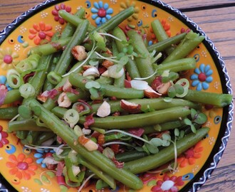 Sperziebonen salade met hazelnoot en mustardcress