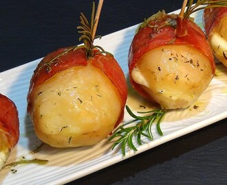 Receta Patatas al horno rellenas de mozzarella con jamón serrano - Recetas de cocina