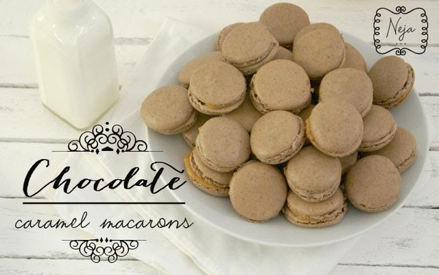 Chocolate and  caramel macarons & My 1st blog anniversary