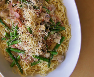 Prosciutto, Asparagus, and Mushroom Pasta