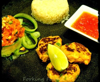 Thai Crab Cakes or Fish Cakes with Sweet Chilli Sauce and Fresh Pickled Vegetable Relish - includes Thermomix method