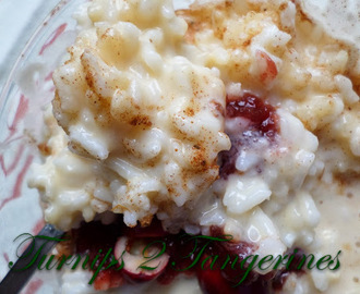 Rice Pudding with Warm Cranberry Sauce