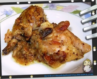 Pollo o pavo con salsa de mostaza y almendras