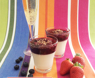 Vanilla panna cotta with strawberry, blueberry and champagne compote