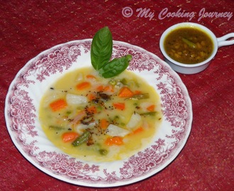 Sodhi (Coconut Milk Kuzhambu) with Puli Inji (Ginger and Tamarind chutney/pickle)