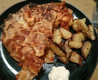 Chicken Lasagne and Homemade Chips Recipe.