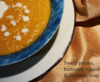 Sweet potato, butternut squash and coconut soup