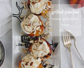 Grilled Peaches with fresh Goat Cheese, Honey and Almonds