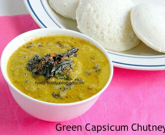 Capsicum Chutney / Green Bell Pepper Chutney - Side Dish For Idly