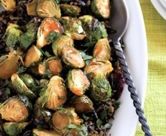 Maple-Sriracha Roasted Brussels Sprouts with Cranberry Wild Rice