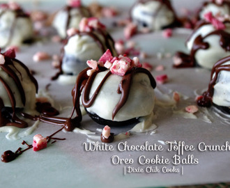 White Chocolate Toffee Peppermint Crunch Oreo Cookie Balls