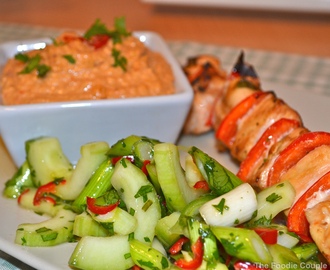 Chicken Satay Skewer with a Spicy Cucumber Salad