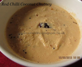 Red Chilli Coconut Chutney/Thengai Chutney with Vara Milagai [Side dish for Idlis, dosas, paniyarams & bondas]