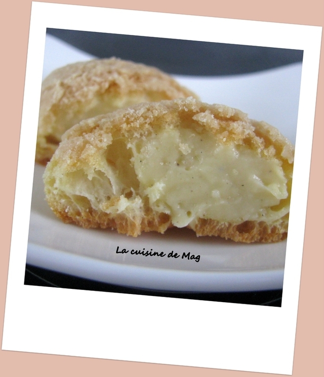 Choux aux craquelin (recette de Christophe Michalak) à la crème pâtissière vanille