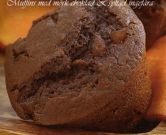 Muffins med mörk choklad och syltad ingefära