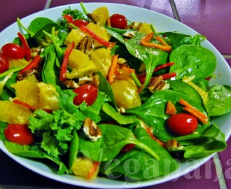 Salada de Espinafre com Laranja e Nozes