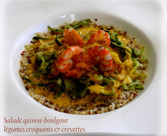 Salade de quinoa & boulgour aux légumes croquants et crevettes