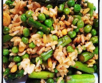 szechuan spring pea, asparagus, pine nut and brown rice salad