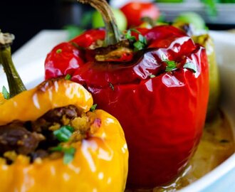 Bell Peppers Stuffed with Freekeh and Lamb