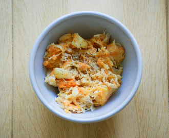 Wat eten we vandaag: zuurkoolstamppot met zoete aardappel