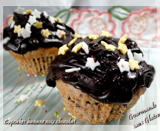 Cupcakes banane, noix et chocolat - sans gluten