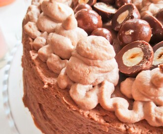 Tort urodzinowy - delikatnie czekoladowy z malinami