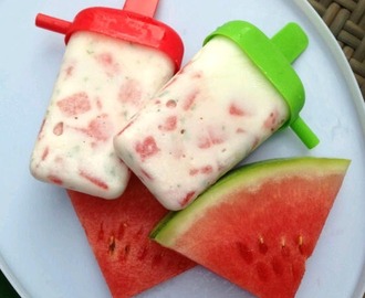 Yogurt Watermelon Popsicles with Mint