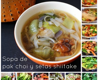 Sopa oriental de pak choi y setas shiitake (receta casi vegana)
