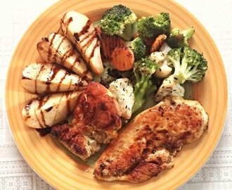 Gyors ebéd 1. Mustáros csirke, grillezett zöldségekkel és körtével