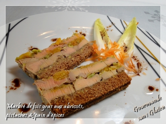 Marbré de foie gras aux pistaches , aux abricots et pain d'épices