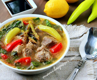 Sinigang na Baboy (Lemony Pork Soup with Asparagus and Spinach)