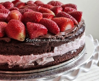 Joghurtos-epres csokitorta/ Strawberry-yogurt chocolate cake