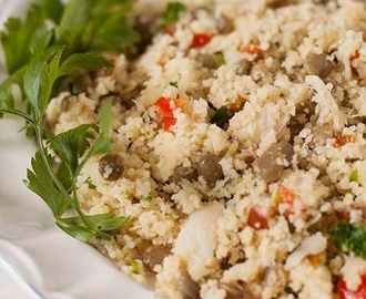 Salada de coucous marroquino com lentilhas e bacalhau